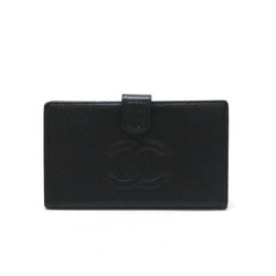 CHANEL Coco Mark Long Wallet Caviar Leather Black A13498