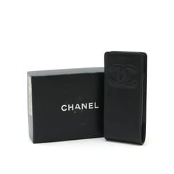 CHANEL Coco Mark Mobile Case Pen Glasses Multi-Case Caviar Skin Leather Black A18676