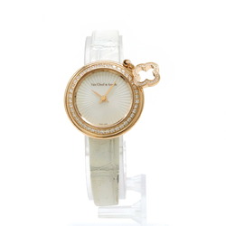 Van Cleef & Arpels Charm Watch Diamond Bezel K18 Rose Gold/Leather Strap Women's VCAR08ZR00