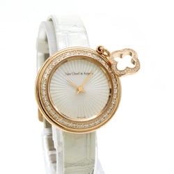 Van Cleef & Arpels Charm Watch Diamond Bezel K18 Rose Gold/Leather Strap Women's VCAR08ZR00