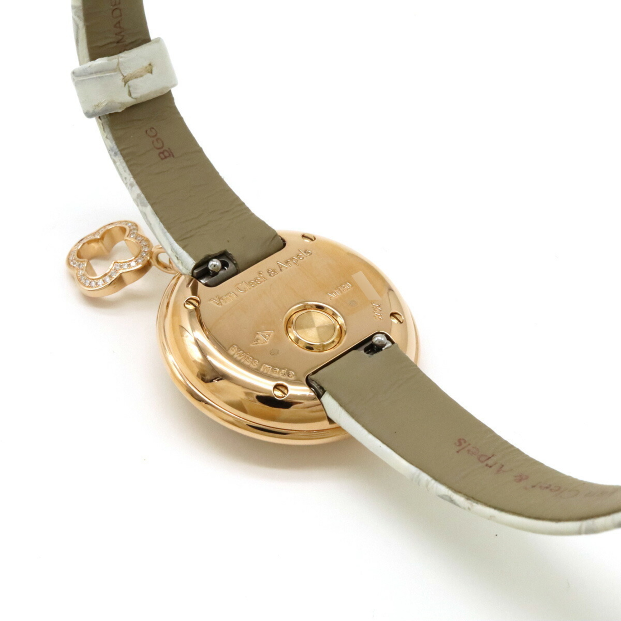 Van Cleef & Arpels Charm Watch Diamond Bezel K18 Rose Gold/Leather Strap Women's VCAR08ZR00