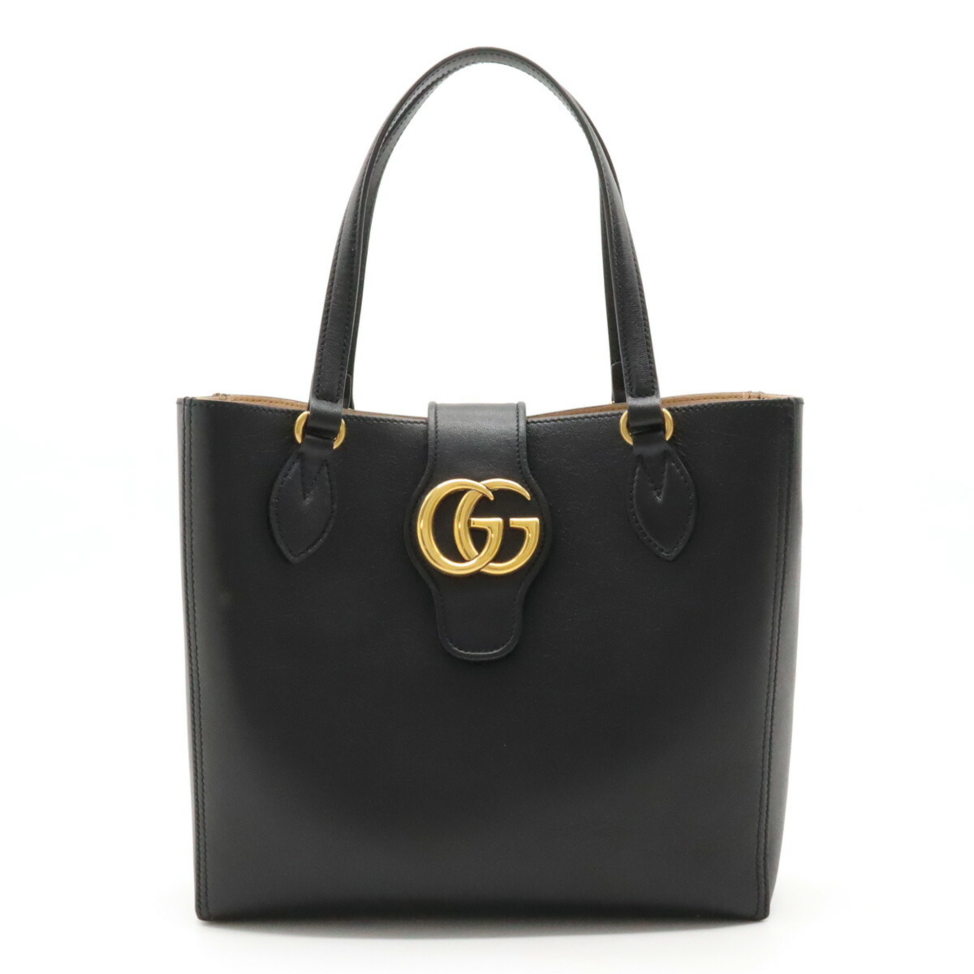 GUCCI Dahlia Small GG Marmont Tote Bag Shoulder Leather Black 652680