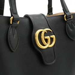 GUCCI Dahlia Small GG Marmont Tote Bag Shoulder Leather Black 652680