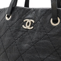 CHANEL On the Road Coco Mark Tote Bag Shoulder Quilted Leather Black 8019