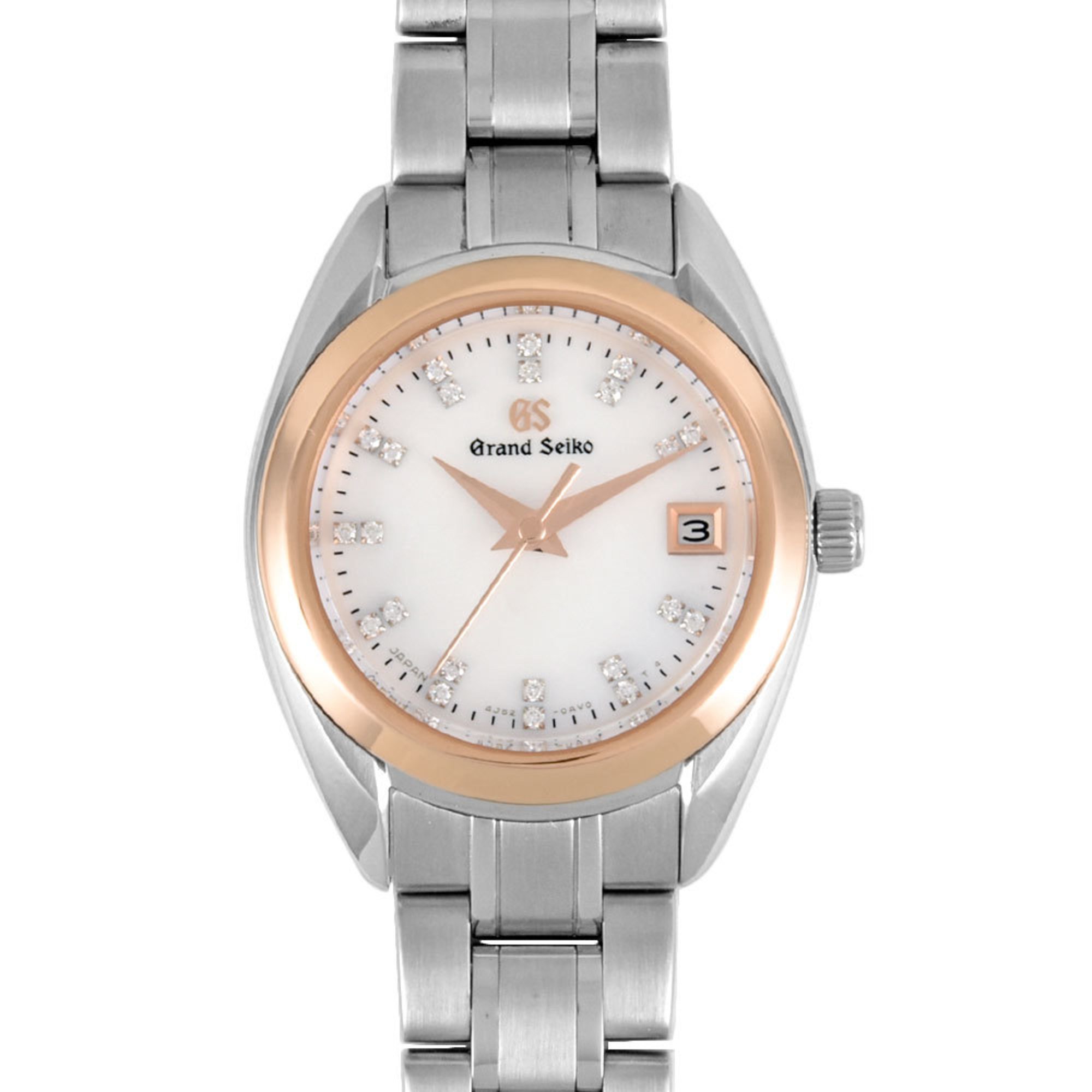 Grand Seiko STGF286 4J52-0AC0 Elegance Collection Quartz Watch White Shell Dial SS x PG Ladies