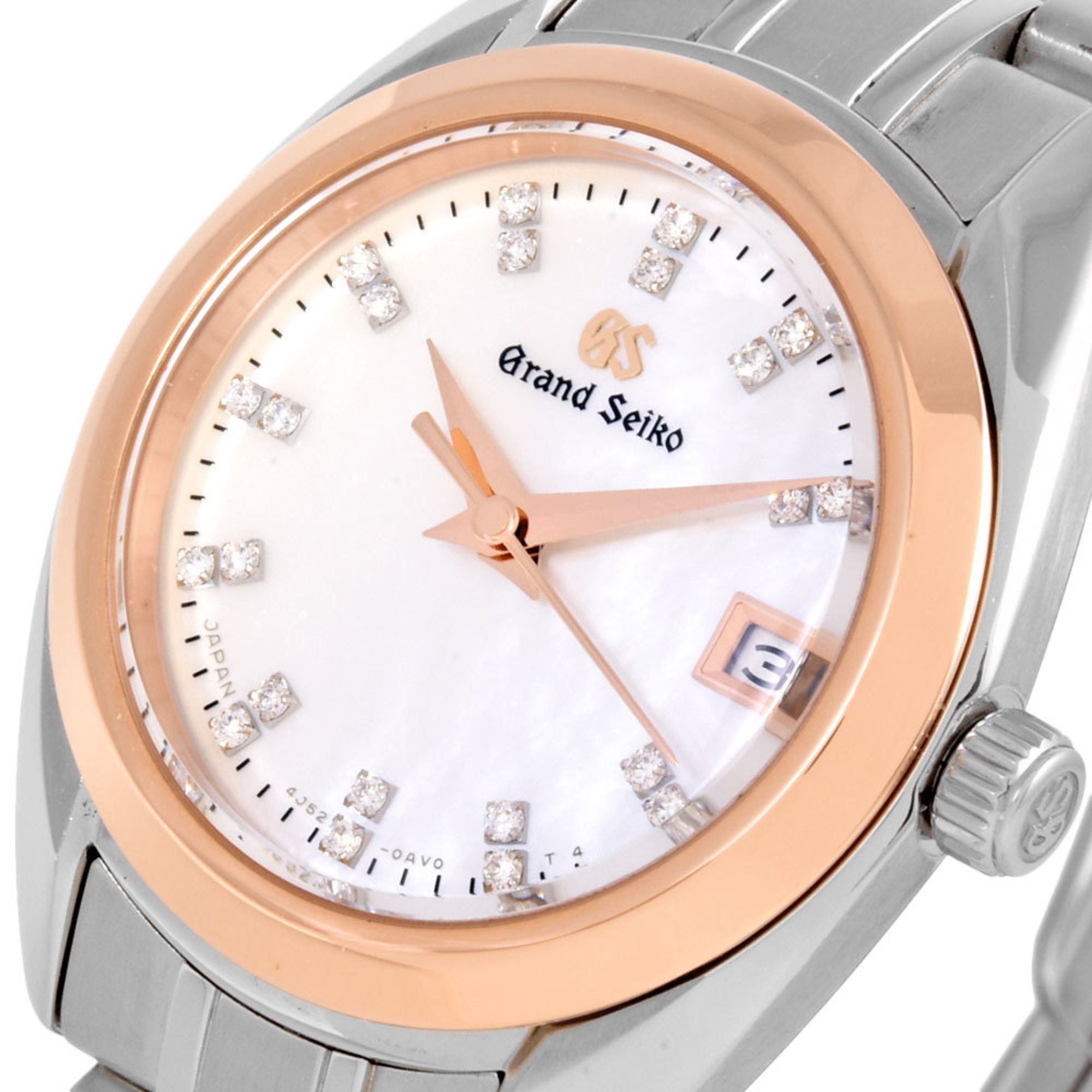 Grand Seiko STGF286 4J52-0AC0 Elegance Collection Quartz Watch White Shell Dial SS x PG Ladies