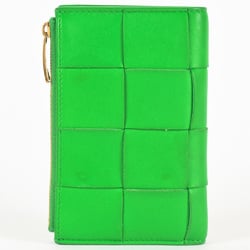 BOTTEGA VENETA Maxi Intrecciato Medium Cassette Bi-fold Wallet Lambskin 667130 VCQC13722 Parakeet (Green)