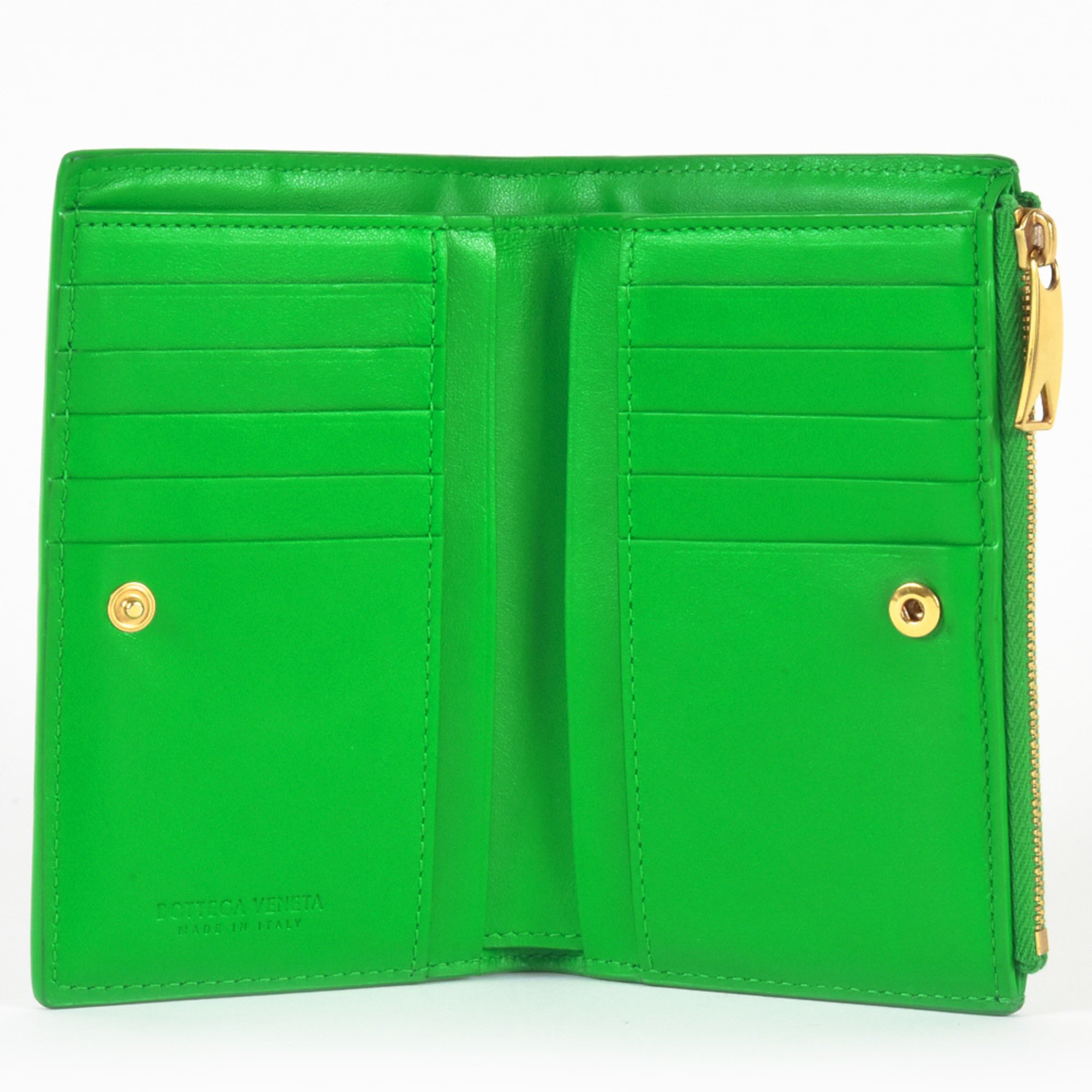 BOTTEGA VENETA Maxi Intrecciato Medium Cassette Bi-fold Wallet Lambskin 667130 VCQC13722 Parakeet (Green)