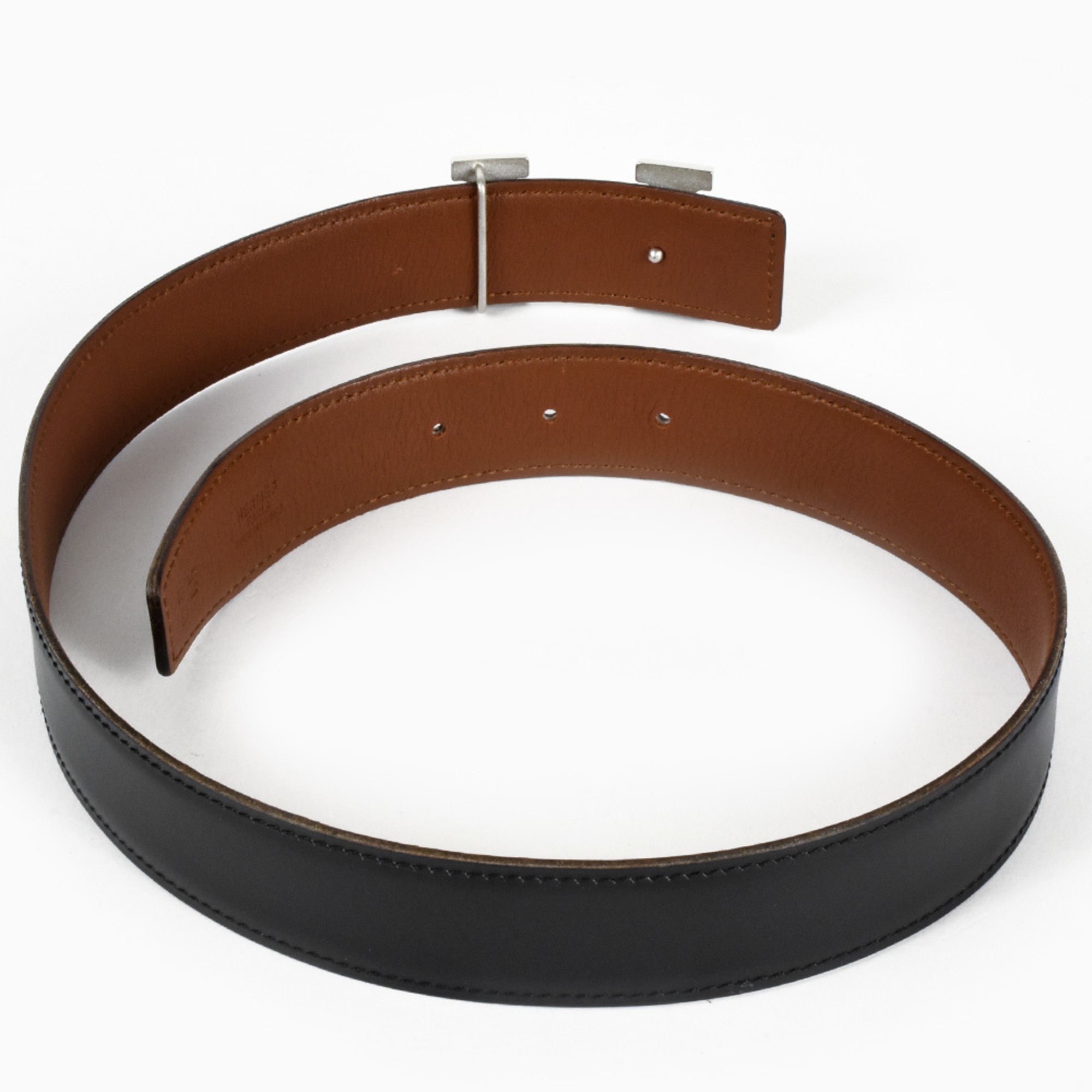 Hermes HERMES Constance H Belt Leather □D stamp (manufactured in 2000) Black Brown 65cm Women's