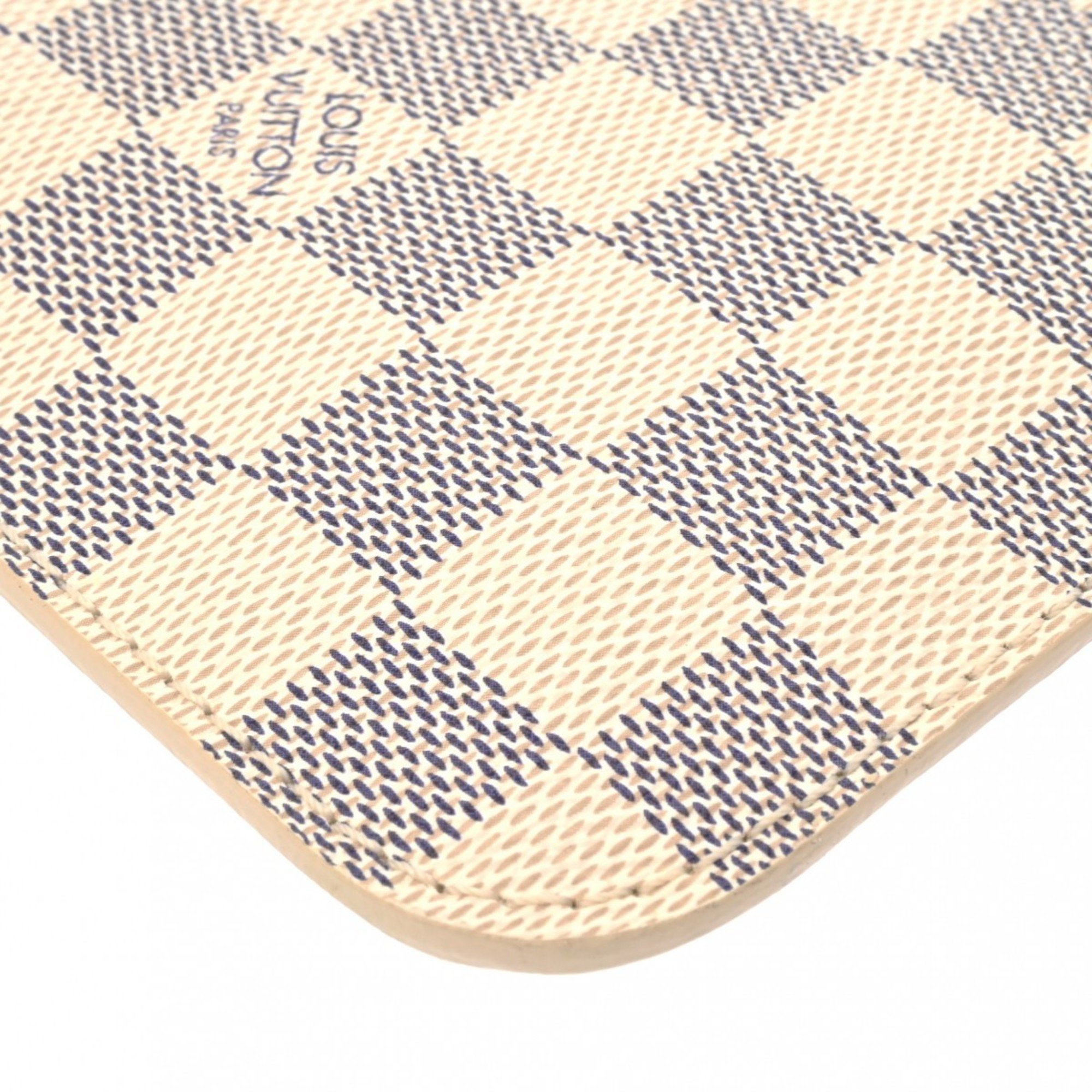 LOUIS VUITTON Damier Azur Neverfull Pouch White Women's Canvas