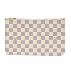 LOUIS VUITTON Damier Azur Neverfull Pouch White Women's Canvas