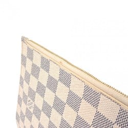 LOUIS VUITTON Damier Azur Neverfull Pouch White Women's Canvas