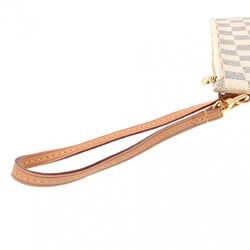 LOUIS VUITTON Damier Azur Neverfull Pouch White Women's Canvas