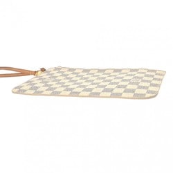 LOUIS VUITTON Damier Azur Neverfull Pouch White Women's Canvas