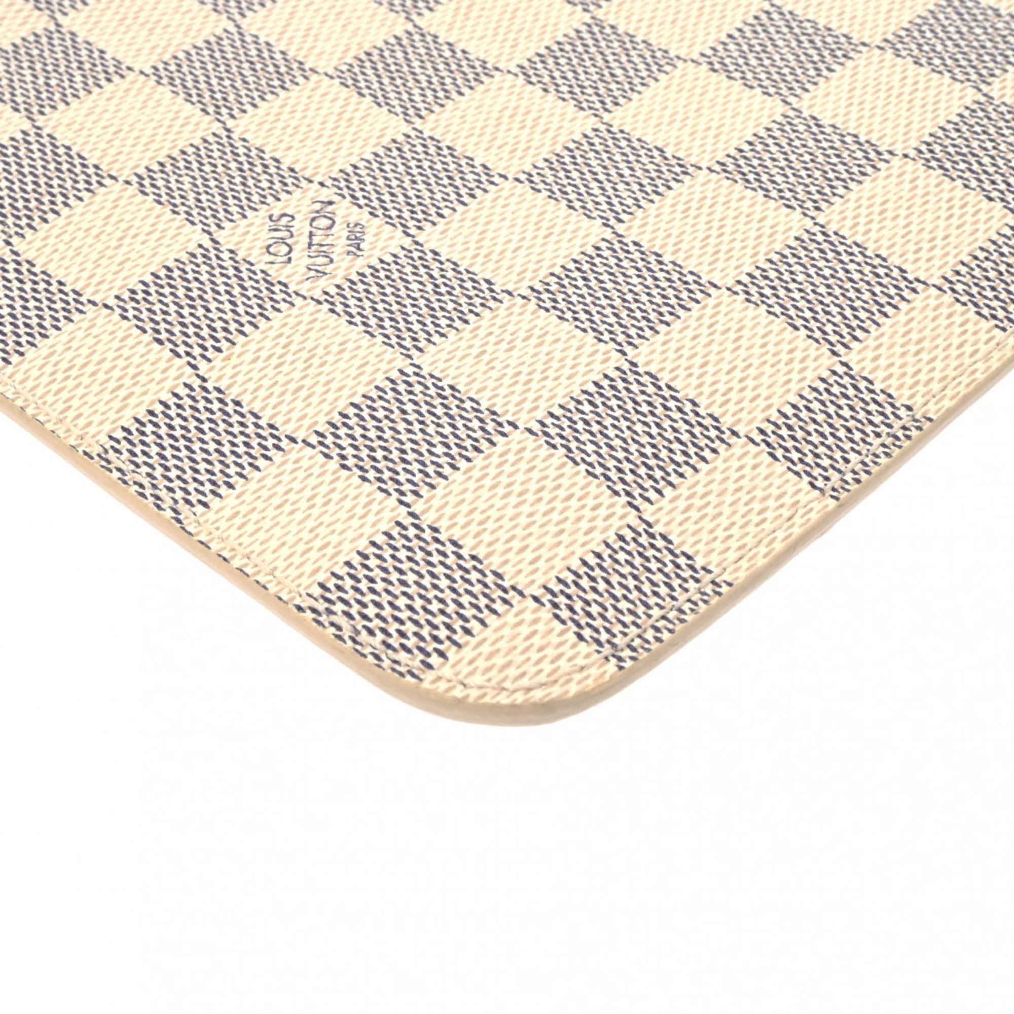 LOUIS VUITTON Damier Azur Neverfull Pouch White Women's Canvas