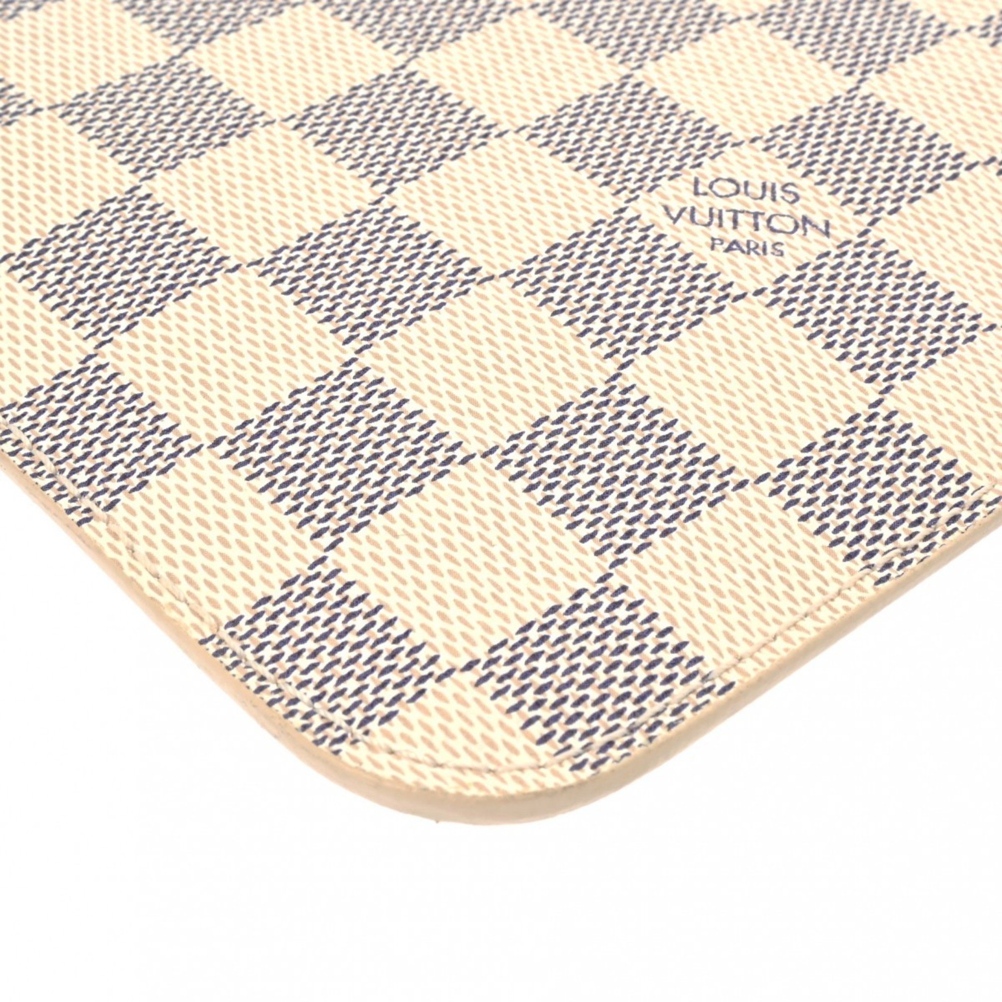 LOUIS VUITTON Damier Azur Neverfull Pouch White Women's Canvas