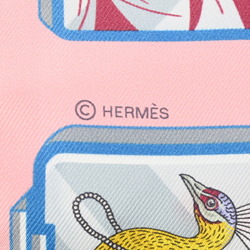 HERMES Twilly STORY Pink/Multicolor 063875S Women's 100% Silk Scarf Muffler