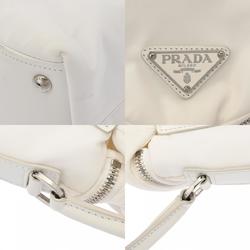 PRADA Prada Signor White 1BC160 Women's Nylon Leather Bag