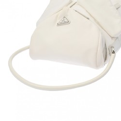 PRADA Prada Signor White 1BC160 Women's Nylon Leather Bag