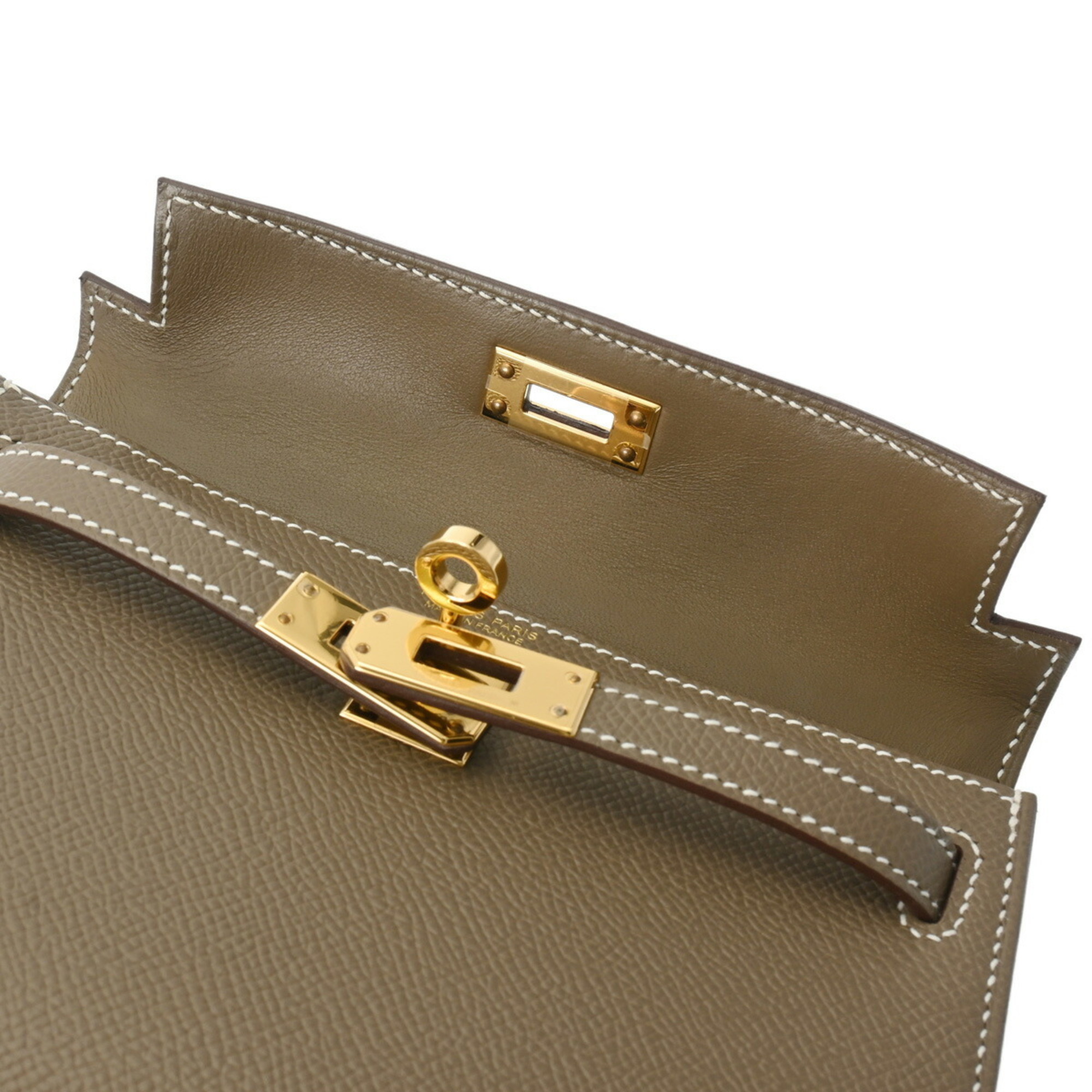 Hermes Kelly Women's Epsom Leather Handbag Etoupe Gray