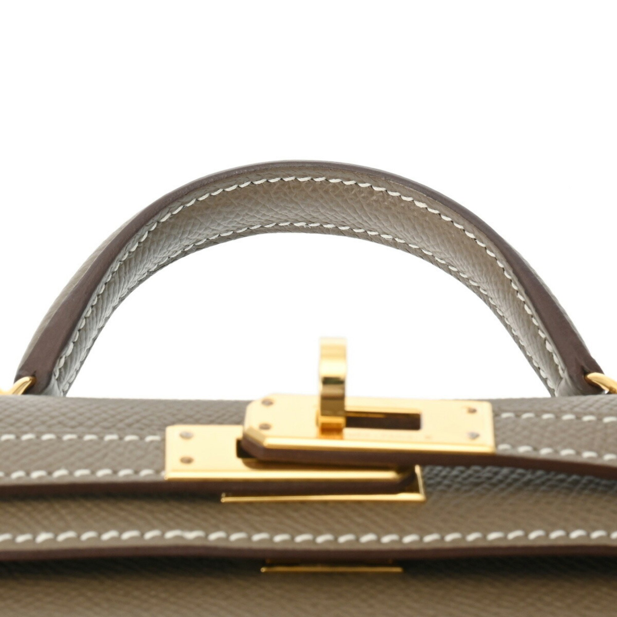 Hermes Kelly Women's Epsom Leather Handbag Etoupe Gray