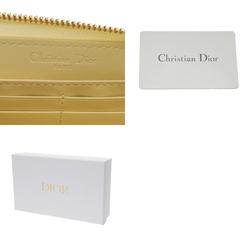 CHRISTIAN DIOR Lady Dior Voyageur Limited Edition Pale Yellow Women's Patent Calf Leather Long Wallet