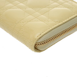 CHRISTIAN DIOR Lady Dior Voyageur Limited Edition Pale Yellow Women's Patent Calf Leather Long Wallet