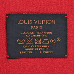 Louis Vuitton LOUIS VUITTON Monogram Shawl Silk Wool Cashmere 200cm M70833 Red LP0138 Stole