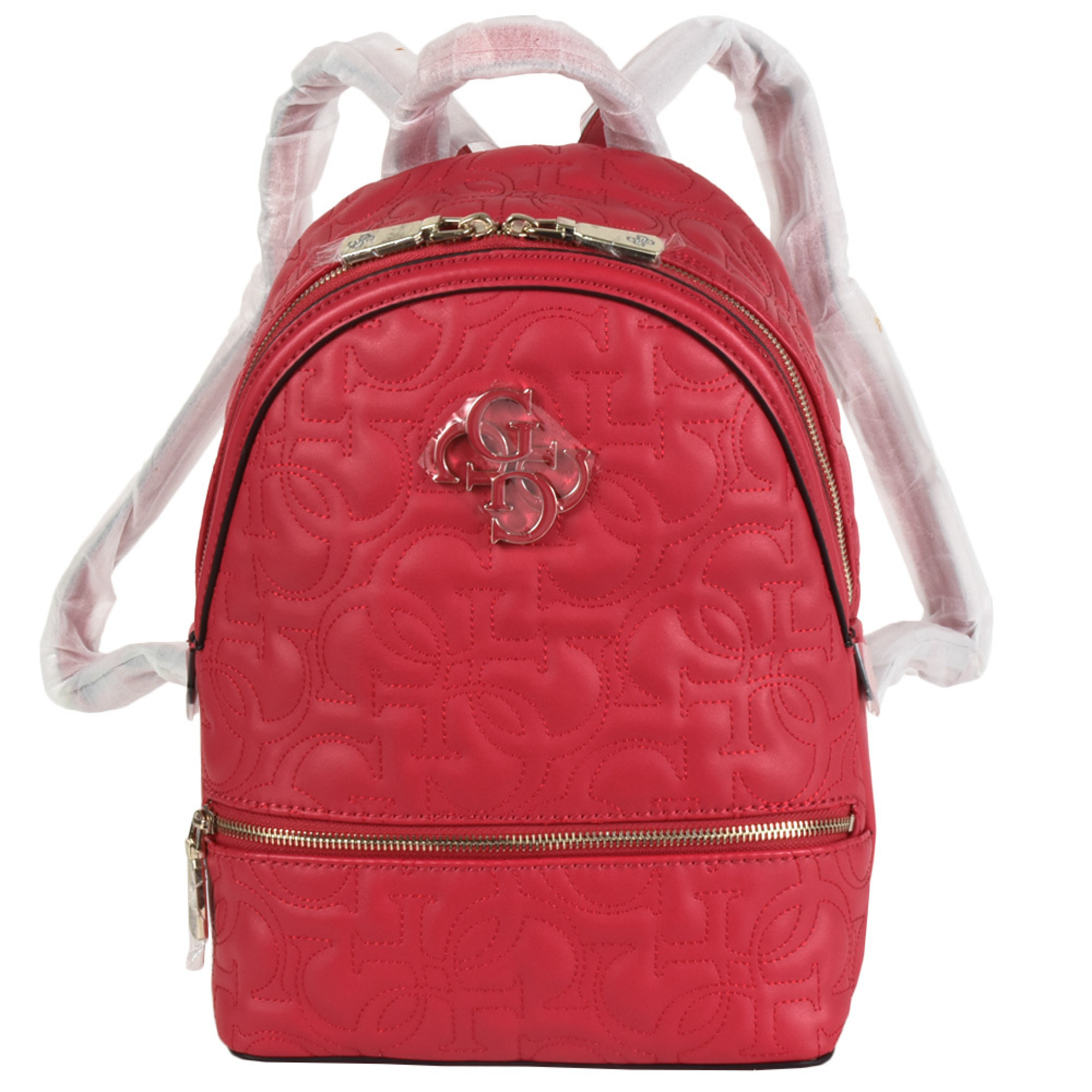 Guess Quattro G Backpack Daypack Red Quilted Women's