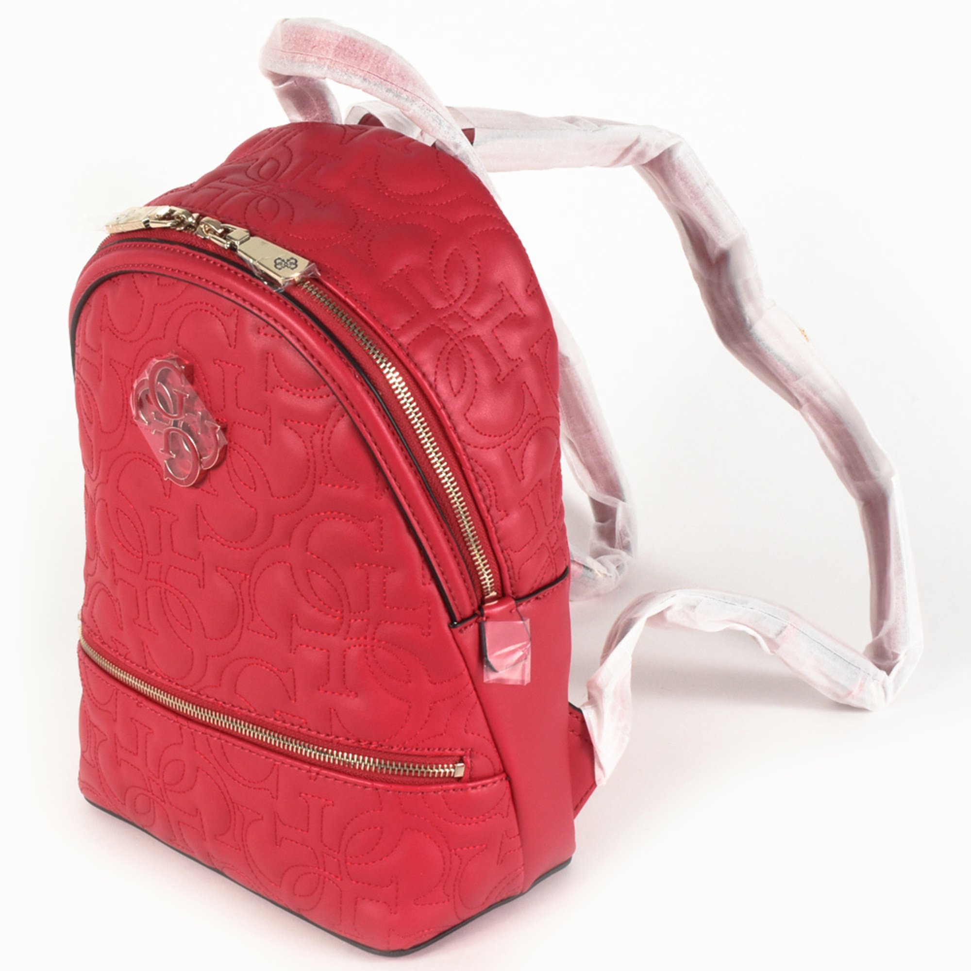 Guess Quattro G Backpack Daypack Red Quilted Women's