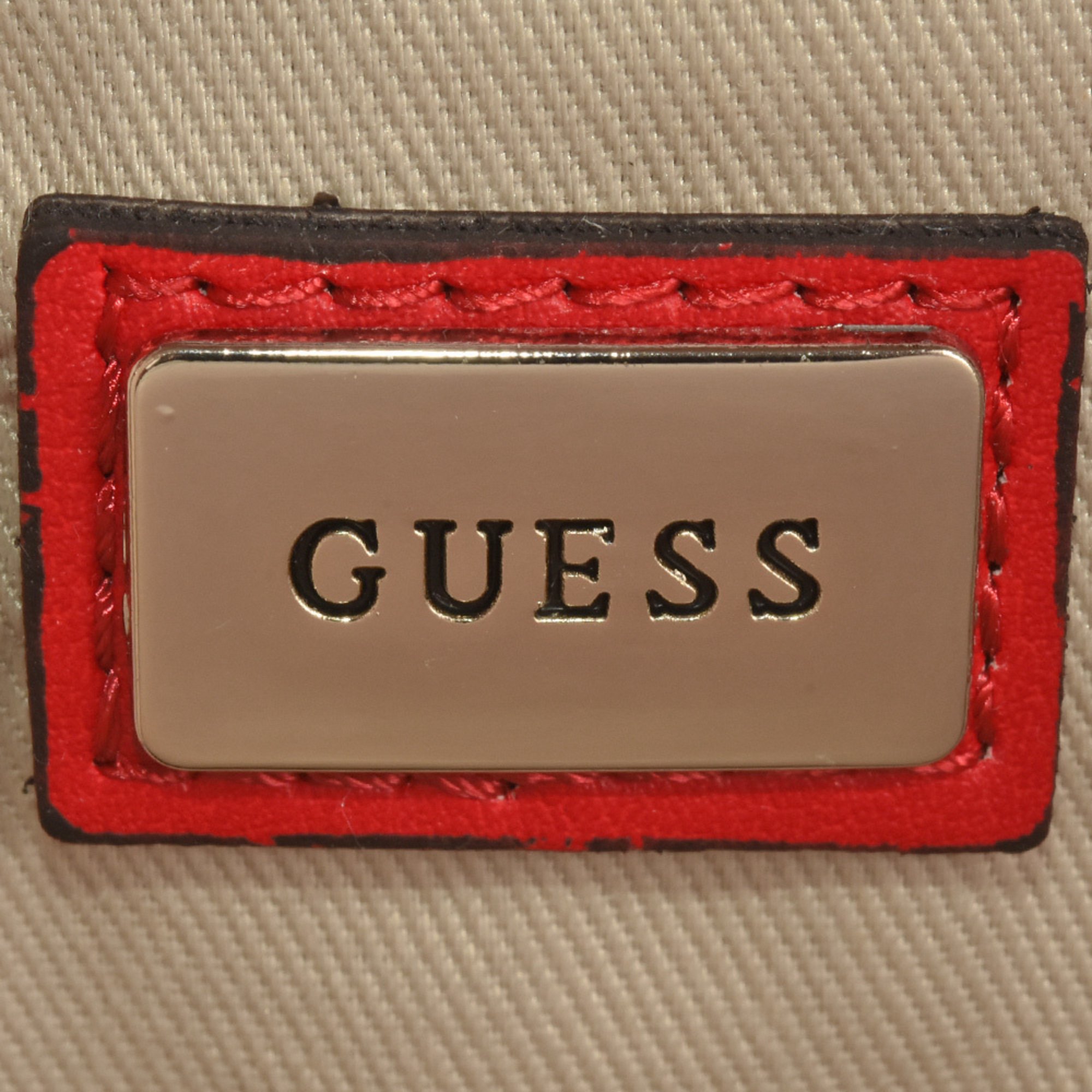 Guess Quattro G Backpack Daypack Red Quilted Women's