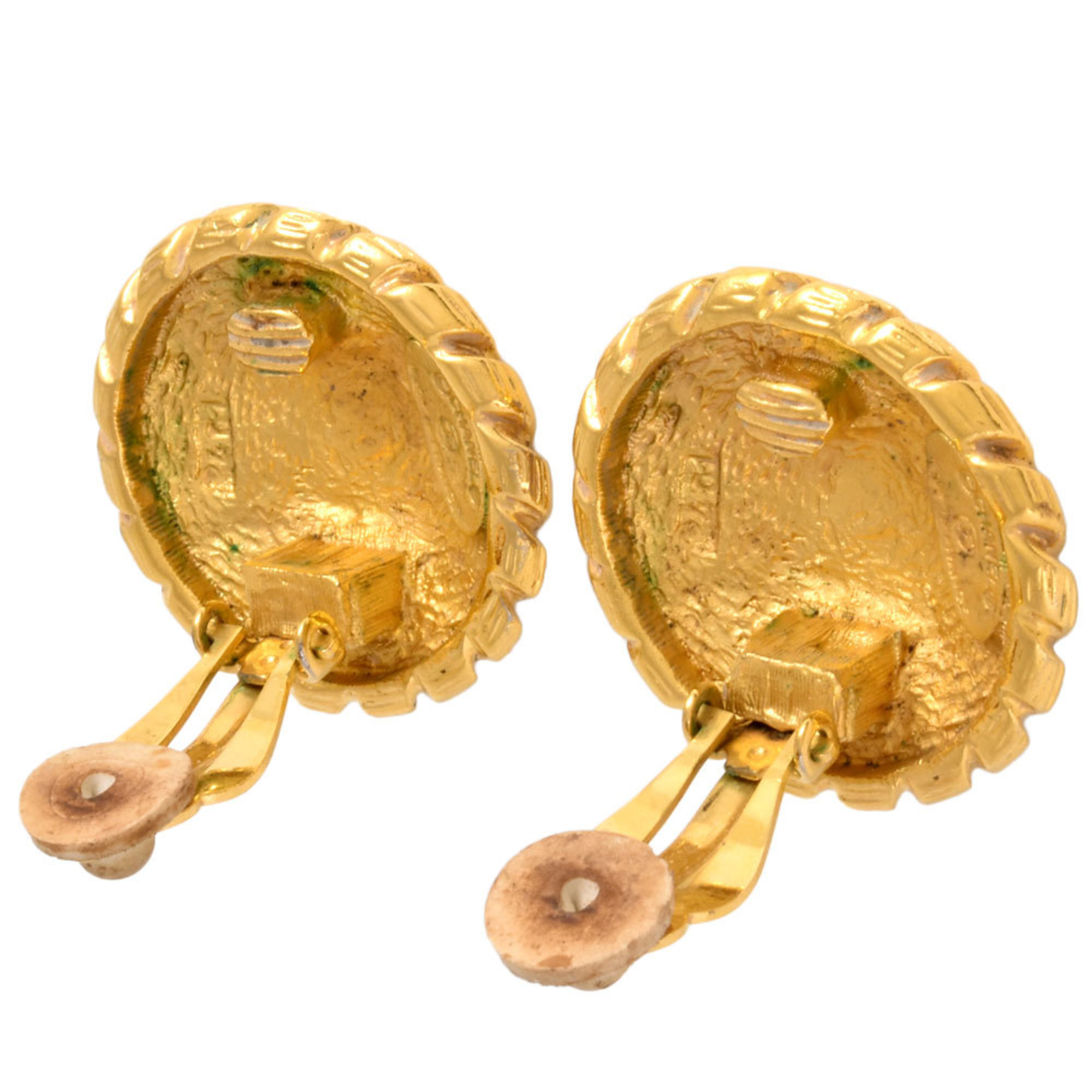 CHANEL Coco Mark Round Earrings 2401 GP Women's