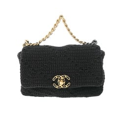 CHANEL Chanel 19 Chain Shoulder Black Women's Cotton Bag