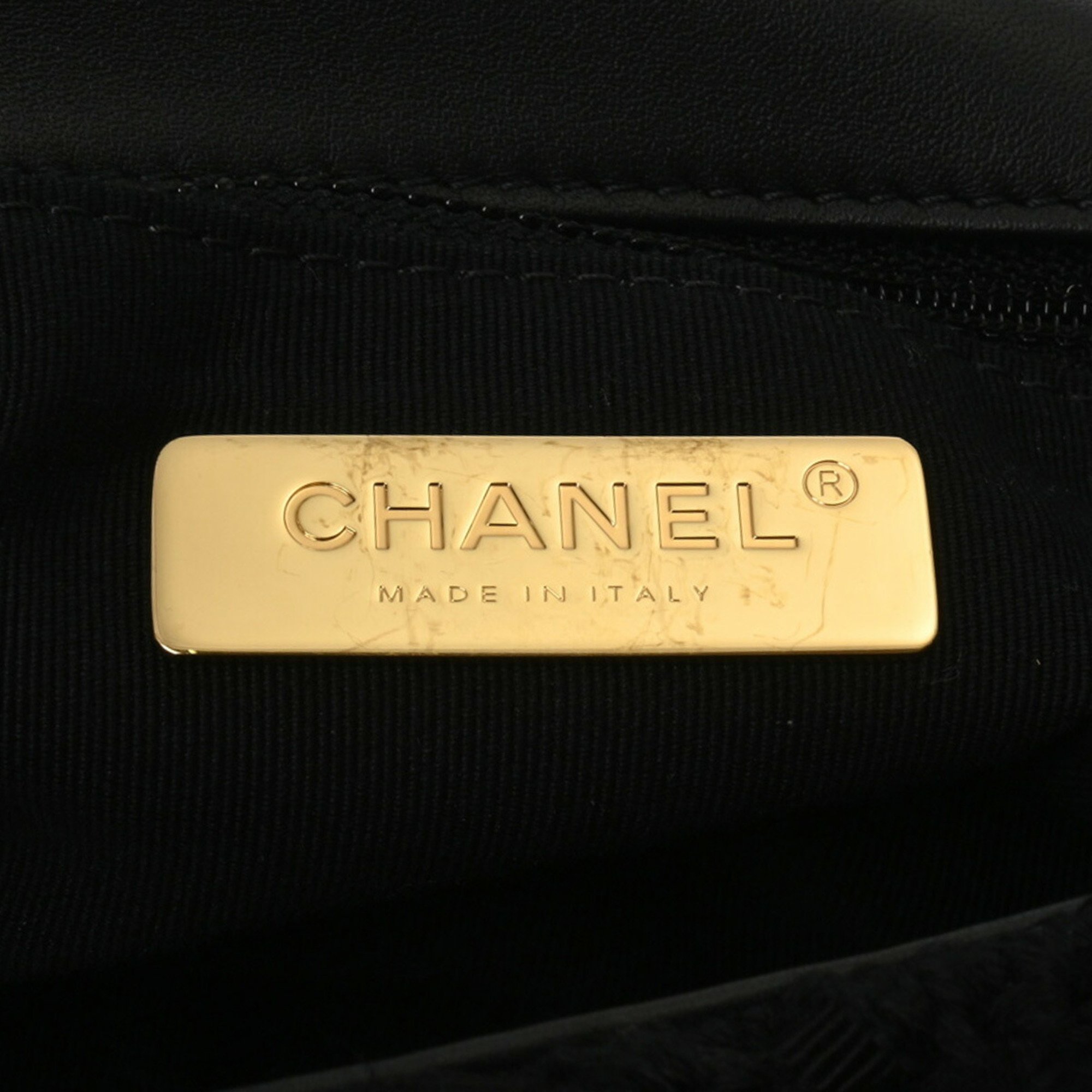 CHANEL Chanel 19 Chain Shoulder Black Women's Cotton Bag