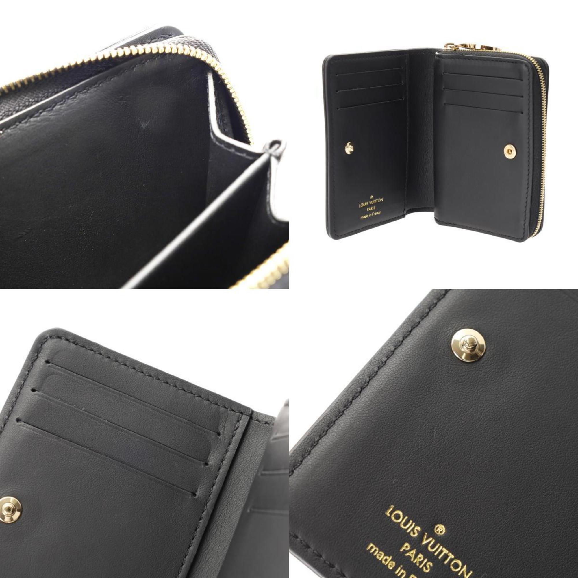 LOUIS VUITTON Louis Vuitton Portefeuille Lou Noir M81599 Women's Lamb Leather Bi-fold Wallet