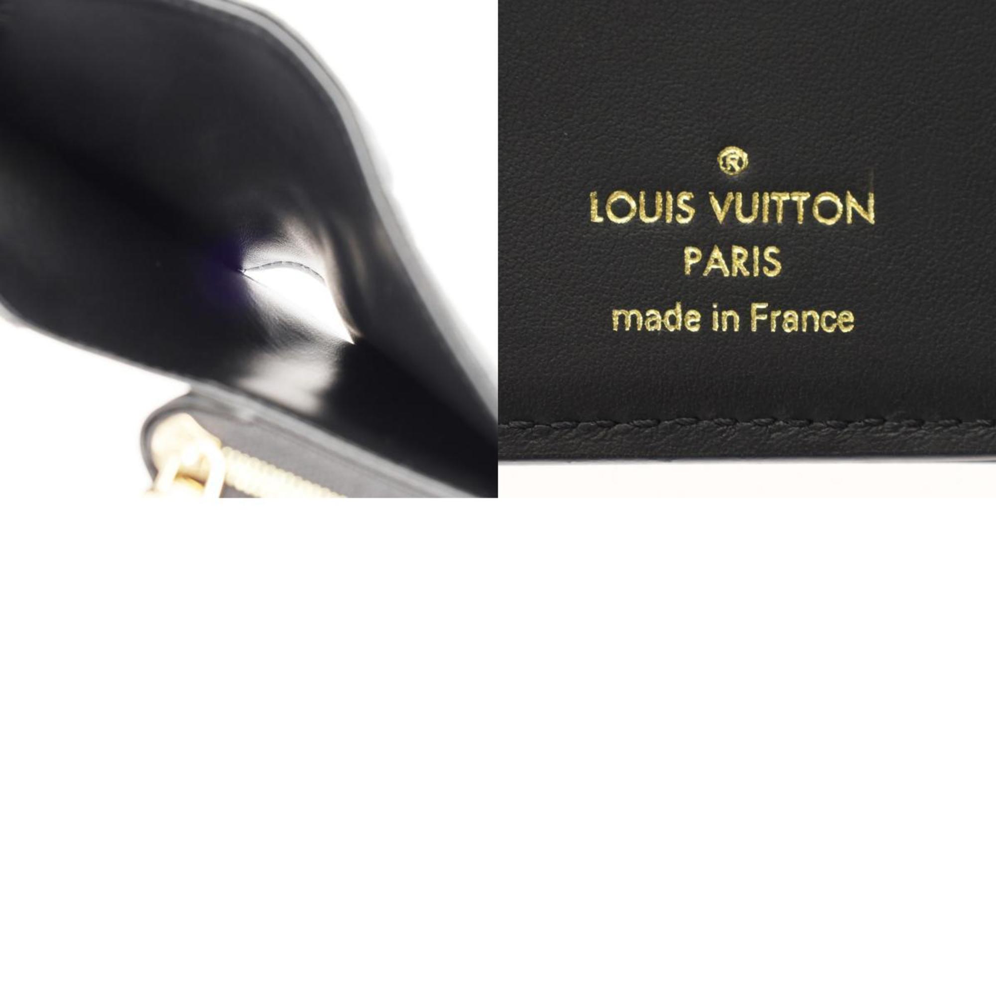 LOUIS VUITTON Louis Vuitton Portefeuille Lou Noir M81599 Women's Lamb Leather Bi-fold Wallet