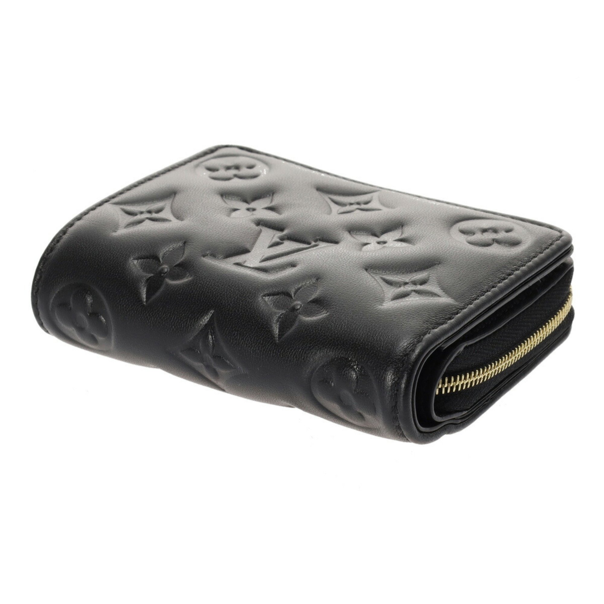 LOUIS VUITTON Louis Vuitton Portefeuille Lou Noir M81599 Women's Lamb Leather Bi-fold Wallet