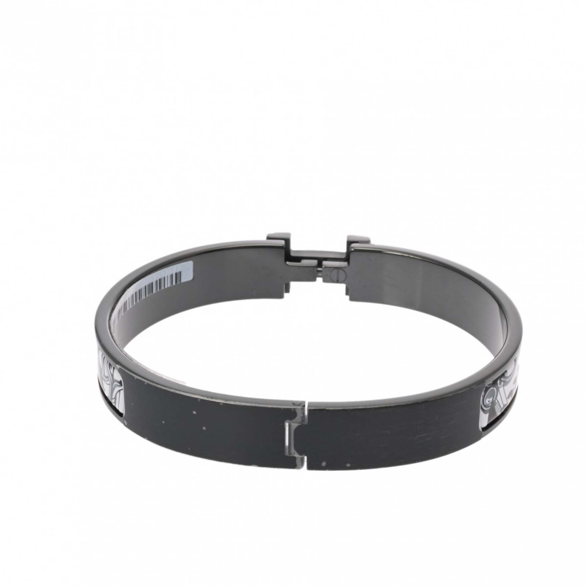 HERMES Click HH Grand Classic So Black Bangle Unisex Metal/Enamel Bracelet