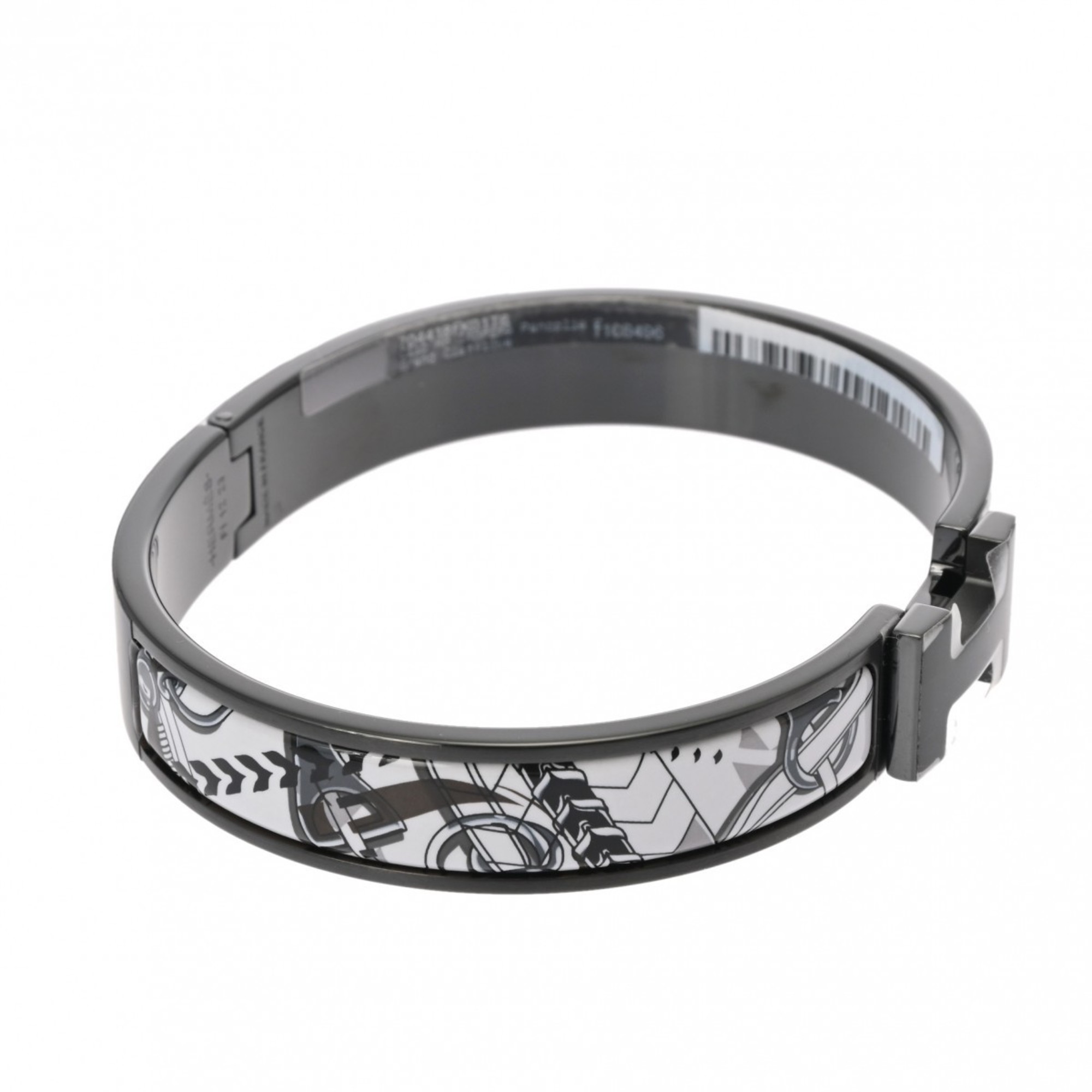 HERMES Click HH Grand Classic So Black Bangle Unisex Metal/Enamel Bracelet