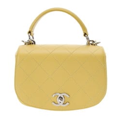 CHANEL Chanel Matelasse 20cm Yellow Women's Calfskin Shoulder Bag