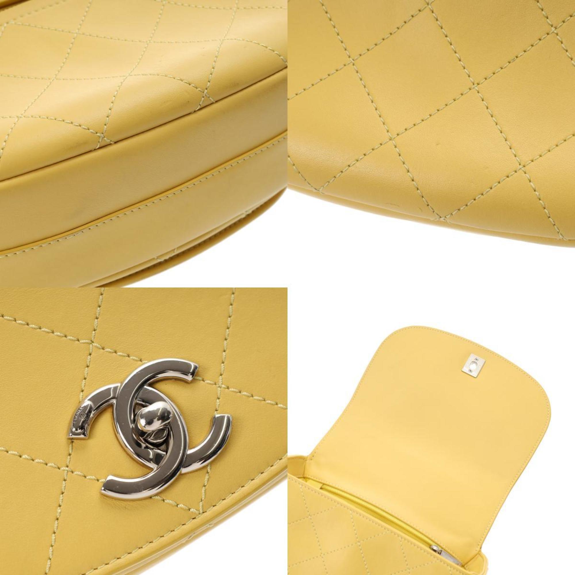 CHANEL Chanel Matelasse 20cm Yellow Women's Calfskin Shoulder Bag