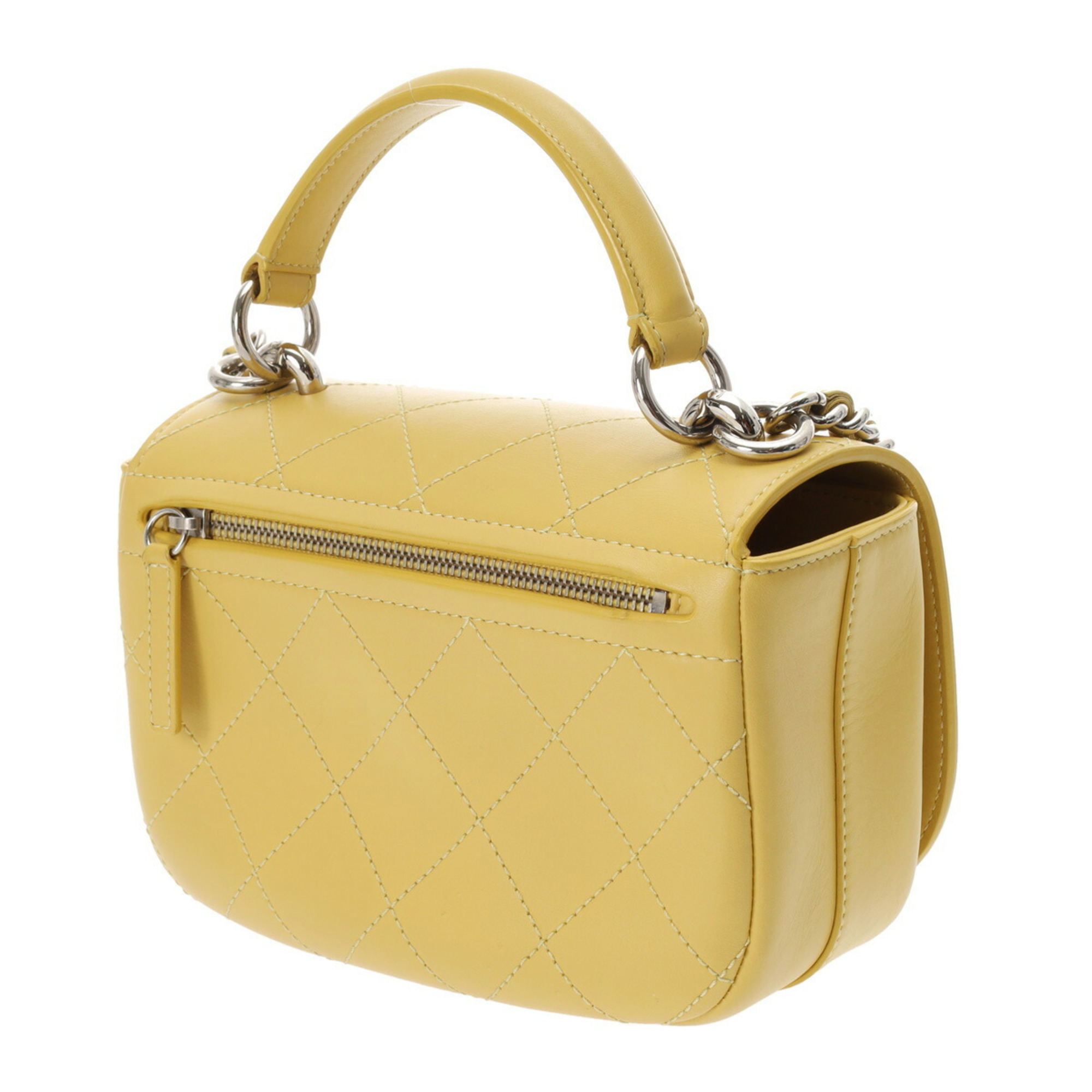 CHANEL Chanel Matelasse 20cm Yellow Women's Calfskin Shoulder Bag