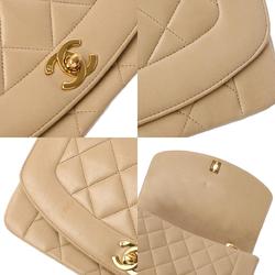 CHANEL Chanel Matelasse Diana 25cm Chain Shoulder Beige A01165 Women's Lambskin Bag