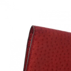 HERMES Hermes Bearn Classic Rouge vif □D stamp (around 2000) Women's Emu long wallet