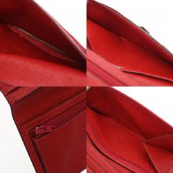 HERMES Hermes Bearn Classic Rouge vif □D stamp (around 2000) Women's Emu long wallet