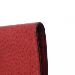 HERMES Hermes Bearn Classic Rouge vif □D stamp (around 2000) Women's Emu long wallet