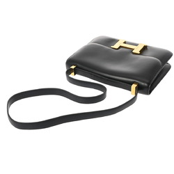 HERMES Constance 23 Black ○D stamp (around 1974) Women's box calf shoulder bag