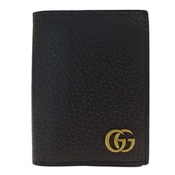 GUCCI Card Case for Women and Men, Business Holder, Petit Marmont Leather, Black, 428737, Compact