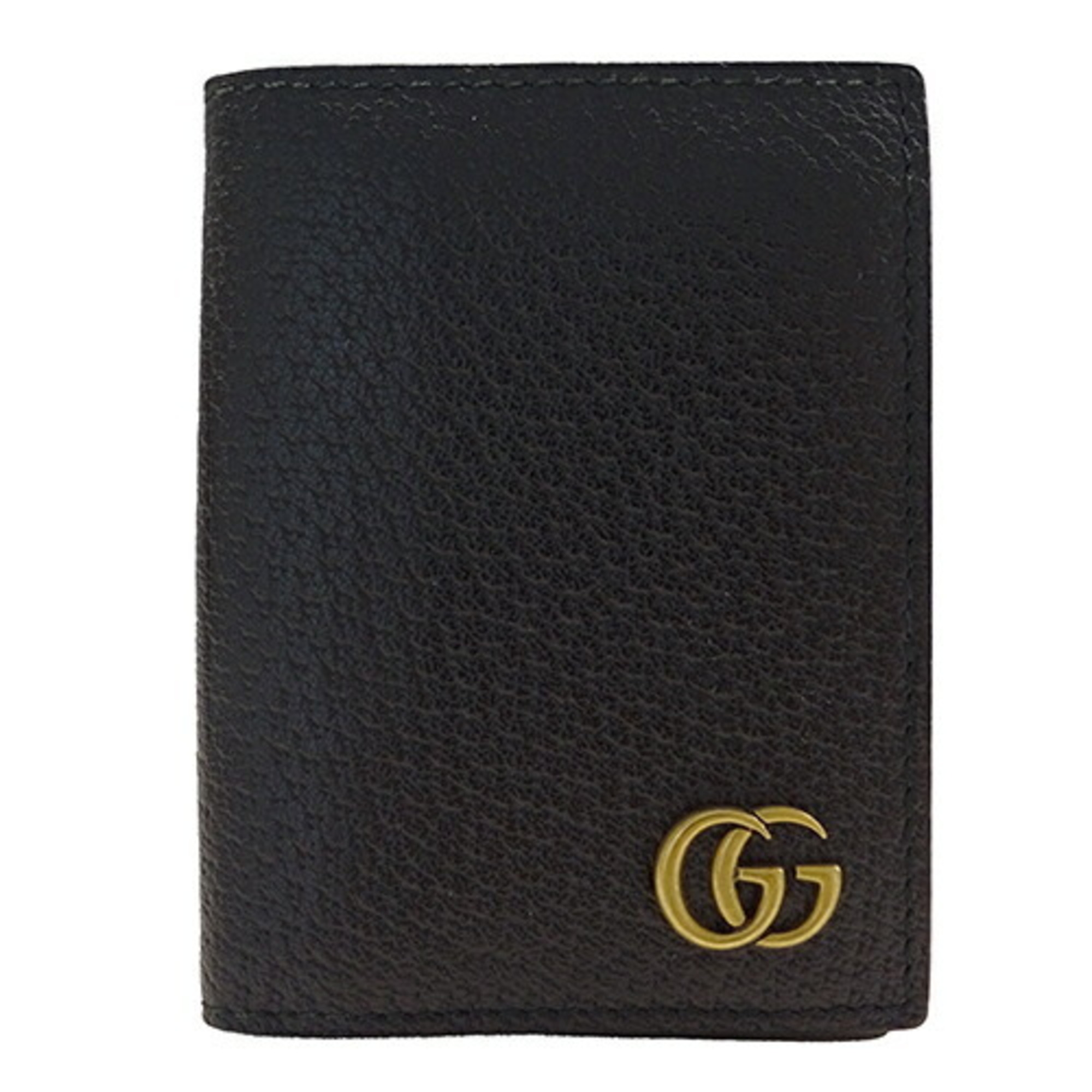 GUCCI Card Case for Women and Men, Business Holder, Petit Marmont Leather, Black, 428737, Compact