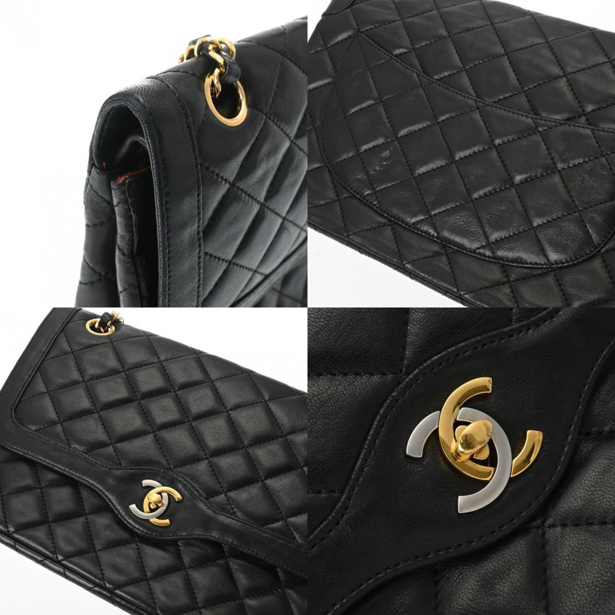 CHANEL Chanel Matelasse Chain Shoulder Double Flap Paris Limited Edition Black Women's Caviar Skin Bag